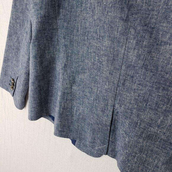 Ann Taylor Linen Blend Blazer Career Office Heather Blue size 8 Minimalist - Picture 11 of 13